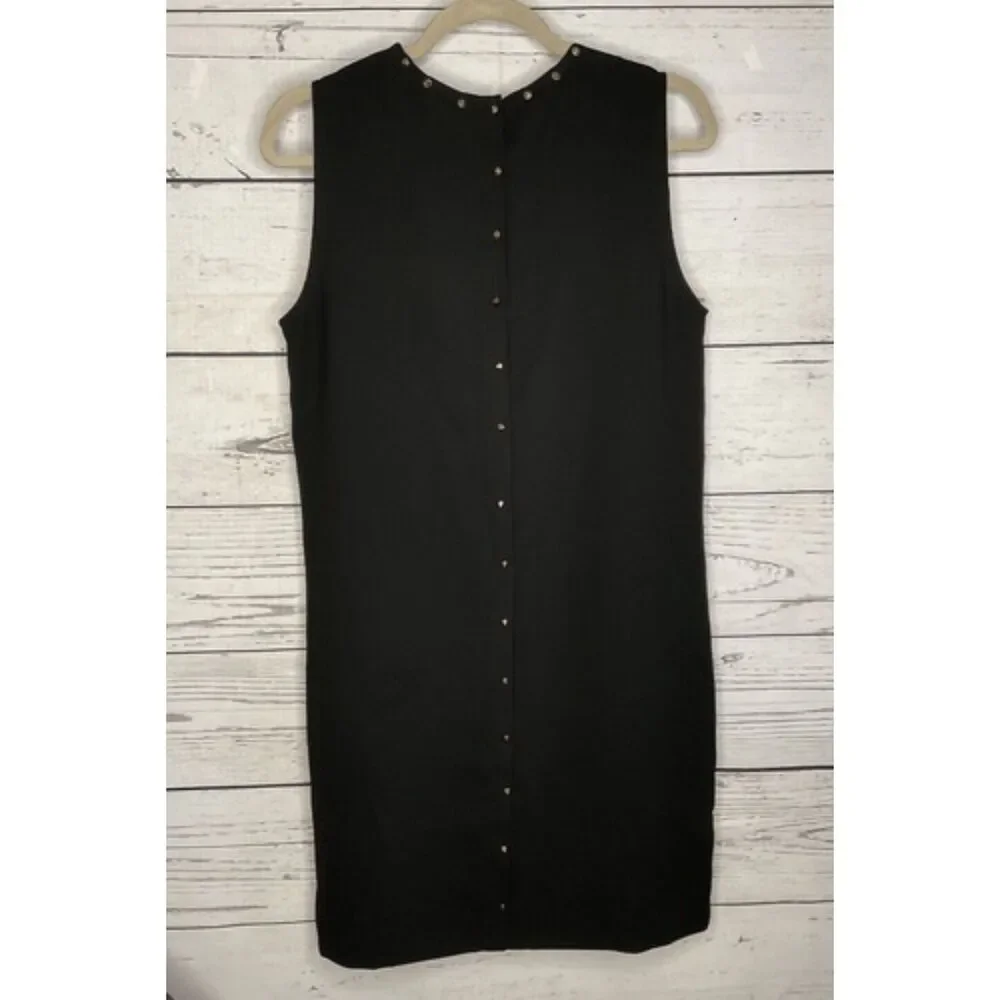 NWT Zara Black CrepeStudded Decor Button Collar&Back Mini Dress Women M Portugal
